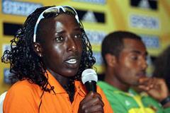 Lornah Kiplagat of the Netherlands at the IAAF Press Conference in Mombasa (Getty Images)