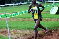 World 3000m junior champion Mercy Cherono on the way to winning the junior women's 6km race at the second Athletics Kenya Cross Country Championships in Kericko, Rift Valley on 15 Nov 08 (Elias Makori)