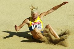Carolina Kluft in action in the Long Jump of the Heptathlon (Getty Images)