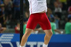 Piotr Malachowski celebrates his Polish National Record of 69.15m to secure the silver medal in the men's Discus Throw final at the IAAF World Championships in Berlin (Getty Images)