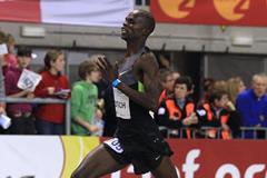 Kenya's Abraham Rotich winning the 800m at the 2013 Gent indoor meeting (Jean-Pierre Durand)