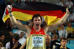 Matthias de Zordo of Germany celebrates victory in the men's javelin final  (Getty Images)