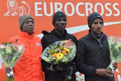 Alex Kibet, Albert Rop and Melaku Belachewi at the 2013 ING Eurocross meeting in Diekirch, Luxembourg (Rosch Kohl)