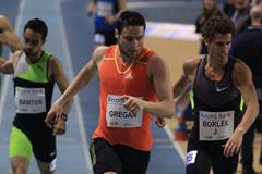 Brian Gregan winning at the 2013 Gent Indoor meeting (Jean-Pierre Durand)
