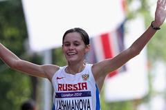 Elena Lashmanova of Russia won the gold medal in  the Women's 20km Walk of the London 2012 Olympic Games on the streets of London on August 11, 2012 (Getty Images)