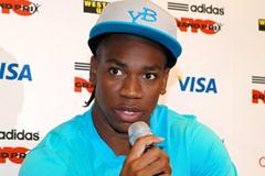 Yohan Blake speaks with the press in New York (Victah Sailer)