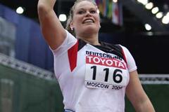 Nadine Kleinert of Germany celebrates her silver medal in the Shot Put final (Getty Images)