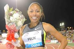 Allyson Felix after her victory in the 2012 Samsung Diamond League in Doha (Jiro Mochizuki)