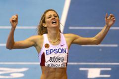 Yelena Soboleva is in disbelief after breaking the world indoor 1500m record (Getty Images)