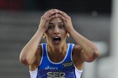 Alessia Trost of Italy discovering her first place the Women's High Jump Final on day six of the 14th IAAF World Junior Championships in Barcelona on 15 July 2012 (Getty Images)