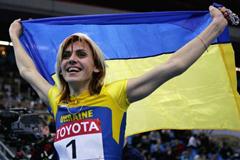 Lyudmila Blonska of Ukraine celebrates winning gold in the women's Pentathlon (Getty Images)