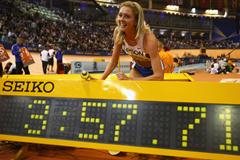 Yelena Soboleva with her world indoor 1500m record figures (Getty Images)