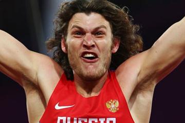 Ivan Ukhov of Russia celebrates after winning the gold medal in the Men's High Jump Final on Day 11 of the London 2012 Olympic Games at Olympic Stadium on August 7, 2012 (Getty Images)