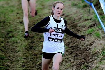 Ireland's Fionnuala Britton en route to her 6Km team race win in Edinburgh (Mark Shearman)