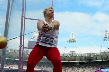 Anita Wlodarczyk of Poland competes in the Women's Hammer Throw Qualifications on Day 12 of the London 2012 Olympic Games at Olympic Stadium on August 8, 2012 (Getty Images)