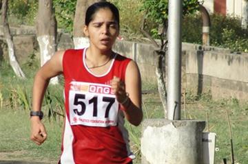 Khushbir Kaur on the way to an Indian national record in the 20km Race Walk at the Federation Cup in Patiala (Anu Kumar)