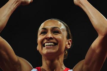 Jessica Ennis of Great Britain smiles after competing in the Women's Heptathlon 200m on Day 7 of the London 2012 Olympic Games at Olympic Stadium on August 3, 2012 (Getty Images)