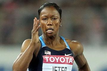 Carmelita Jeter of United States going for victory in the women's 100 metres final (Getty Images)