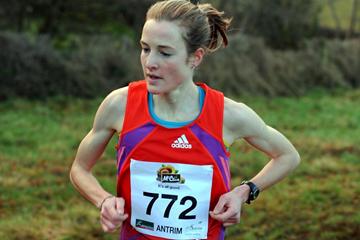 Fionnuala Britton on her way to victory at the Antrim International Cross Country 2013 (Mark Shearman)