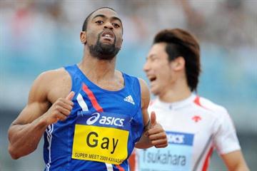 Tyson Gay wins the 100m at the 2009 Super Meet in Kawasaki (AFP / Getty Images)