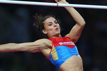 Yelena Isinbayeva of Russia competes in the Women's Pole Vault final on Day 10 of the London 2012 Olympic Games at the Olympic Stadium on August 6, 2012 (Getty Images)