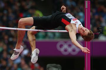 Derek Drouin of Canada competes in the Men's High Jump Final on Day 11 of the London 2012 Olympic Games at Olympic Stadium on August 7, 2012 (Getty Images)