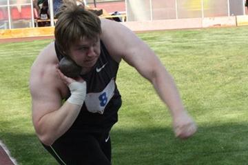 Nadzeya Ostapchuk unleashing a 21.39m national record for Belarus in Grodno (Nastassia Marynina)