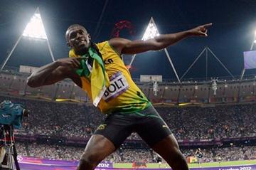 The most famous sign of the world by Usain Bolt of Jamaica after winning gold in the Men's 200m Final of the London 2012 Olympic Games on August 9, 2012 (Getty Images)