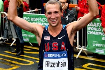 Dathan Ritzenhein secures the bronze medal at the IAAF/EDF Energy World Half Marathon Championships in Birmingham (Getty Images)