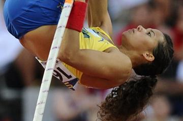 Angelica Bengtsson of Sweden competes to win the gold medal on the on the Women's Pole Vault Final on the day five of the 14th IAAF World Junior Championships in Barcelona on 14 July 2012 (Getty Images)