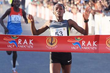 Lucy Kabuu runs the second-fastest time in history to win the RAK Half Marathon (Victah Sailor)