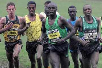 Kenya's Gilbert Kirui leads the way at the 2012 IRIS Lotto Crosscup event in Brussels (Nadia Verhoft)