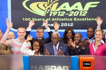 IAAF President Lamine Diack Counting down to the final bell at NASDAQ (NASDAQ)