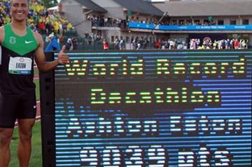 Ashton Eaton and his World record numbers in Eugene (Getty Images)