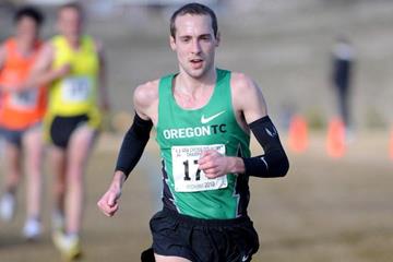 Dathan Ritzenhein en route to national cross country title No. 3 (Kirby Lee)