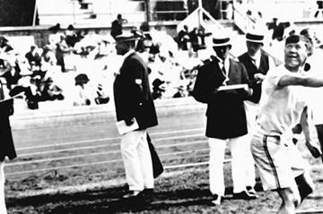 Jim Thorpe during the 1912 Olympic Decathlon competition (Getty Images)