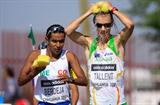 Jared Tallent of Australia at a water station in the men's 50km race walk (Getty Images)