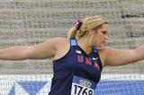 Shelbi Vaughan of United States competes for winning the bronze medal on the Women's Discus Throw FInal on day six of the 14th IAAF World Junior Championships in Barcelona 2012 (Getty Images)