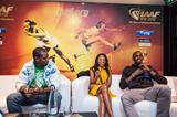 Yohan Blake, Allyson Felix and Usain Bolt in Barcelona (Philippe Fitte)