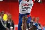 Teddy Tamgho en route to one of his 17.92m World records in Paris (Getty Images)