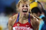 Maria Abakumova of Russia celebrates victory in the women's javelin throw final (Getty Images)