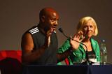 IAAF Ambassadors Mike Powell and Kajsa Bergqvist during the Masterclass (Getty Images)