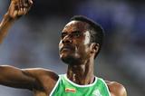 Muktar Edris of Ethiopia celebrates winning the gold medal on the Men's 5000 metres FInal on the day five of the 14th IAAF World Junior Championships in Barcelona on 14 July 2012 (Getty Images)