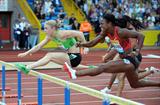 Sally Pearson hurdling to an Oceania record ahead of USA's Danielle Carruthers at the Aviva Birmingham Grand Prix – Samsung Diamond League  (Mark Shearman)