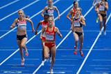(L-R) Lisa Dobriskey of Great Britain & Northern Ireland, Maryam Jamal of Bahrain and Natalia Rodriguez of Spain racing towards the finish line in the women's 1500m final in the Berlin Olympic Stadium (Getty Images)