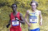 Abdi Hakin Ulad (r) leading Mikael Ekvall at the Nordic Cross Country Championships in Copenhagen (Michael Hyllested)