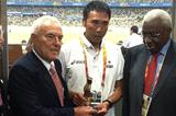 Katsuyuki Tanaka, Jeno Kamuti, Susumu Takano and Lamine Diack - Fair Play Award (c)