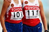 Olga Kaniskina (101) and Tatyana Shemyakina (111) wins the 20km Race Walk (Getty Images)
