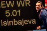 A familiar site - Yelena Isinbayeva with her World record numbers in Stockholm (Anders Sjogren / DECA Text&Bild)