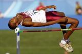 Mutaz Essa Barshim sails over the bar in the High Jump final (Getty Images)